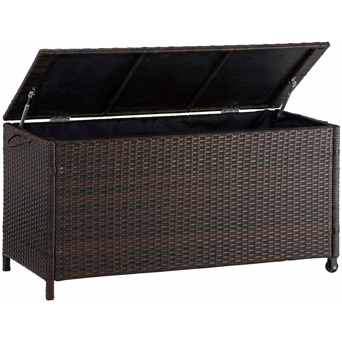garten gut Auflagenbox Rattan, wetterfest, mit Mechanismus, braun 4