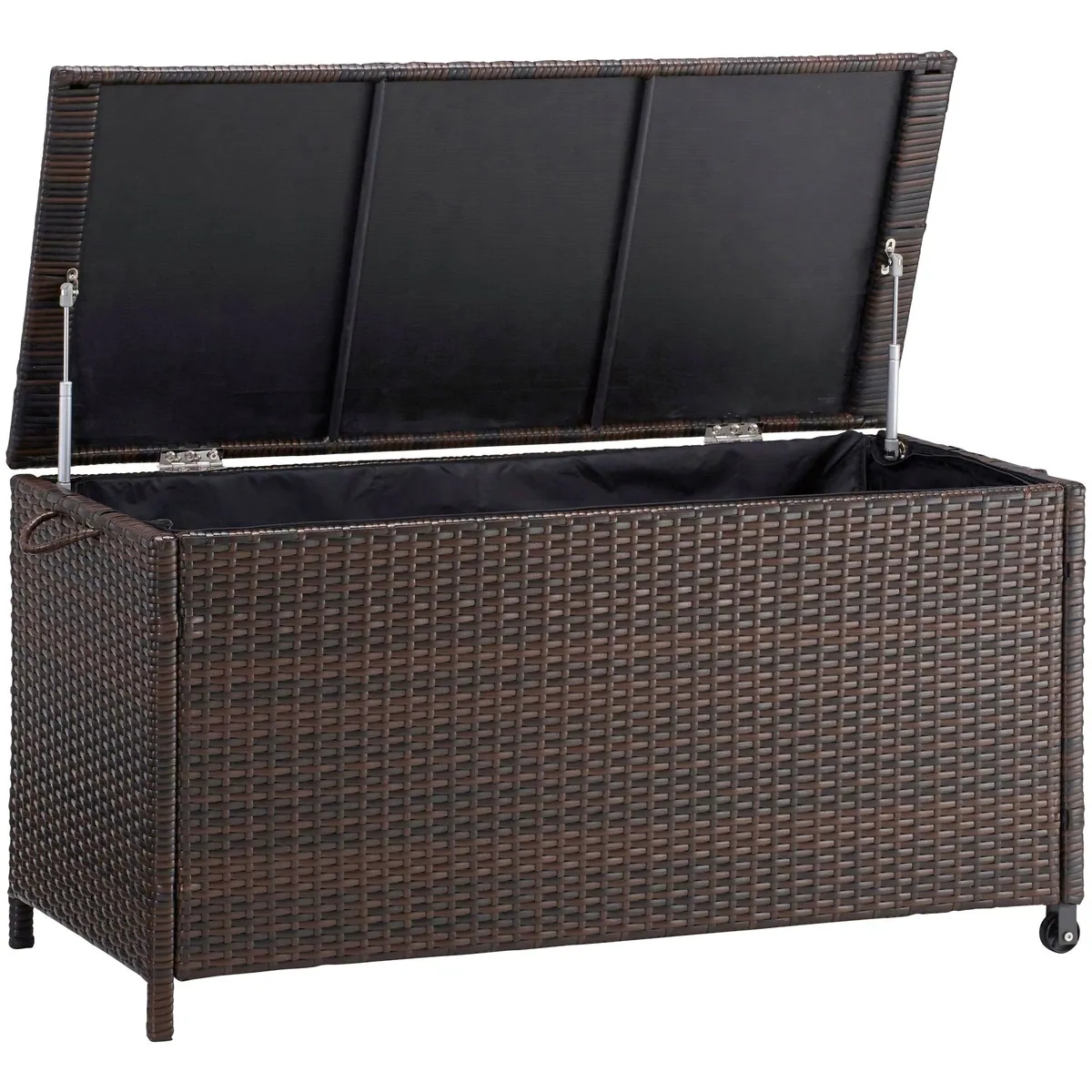 garten gut Auflagenbox Rattan, wetterfest, mit Mechanismus, braun 5