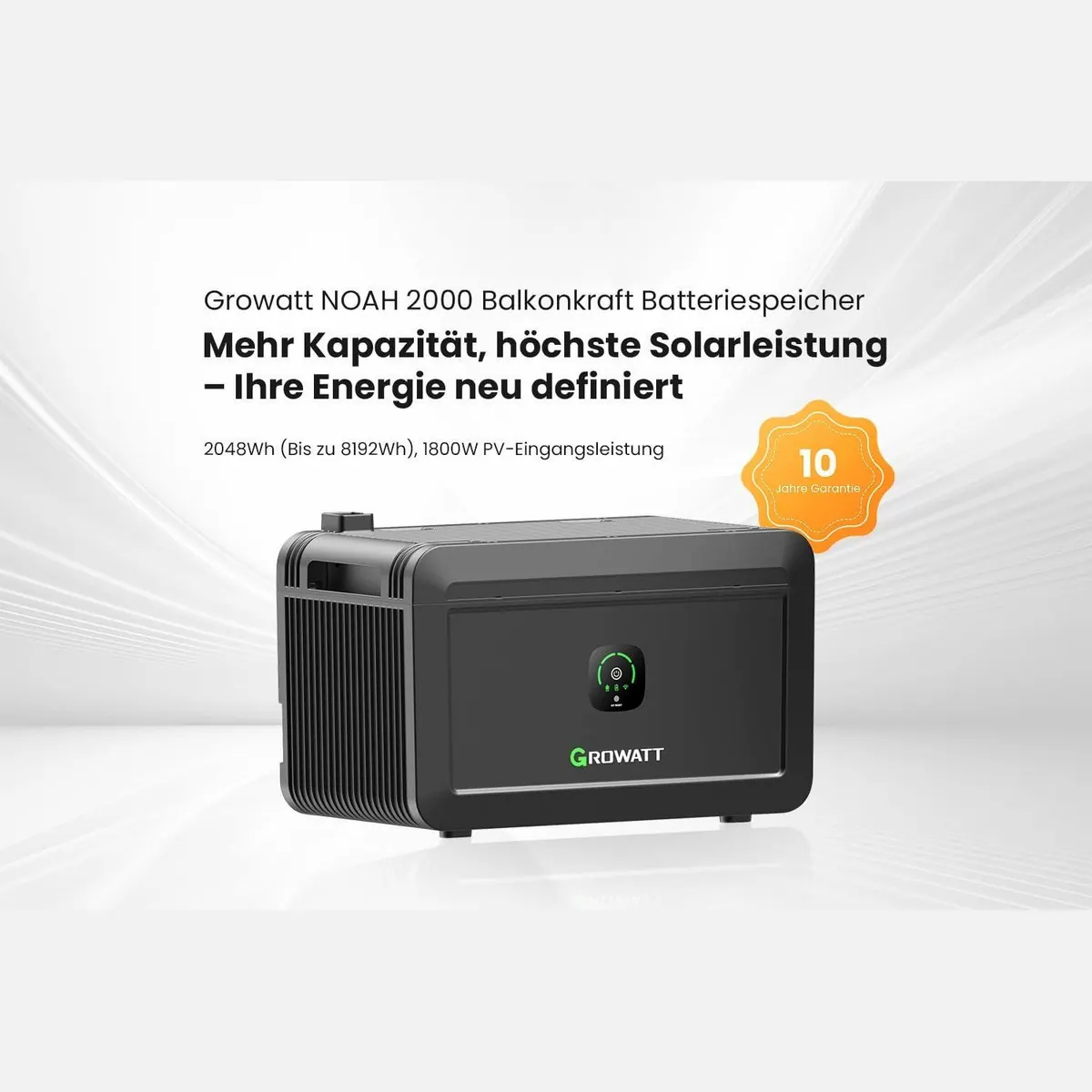 Growatt NOAH 2000 Speicher, 2048Wh, Niedrigtemperaturschutz, Fernüberwachung — max. 8192Wh erweiterbar 2