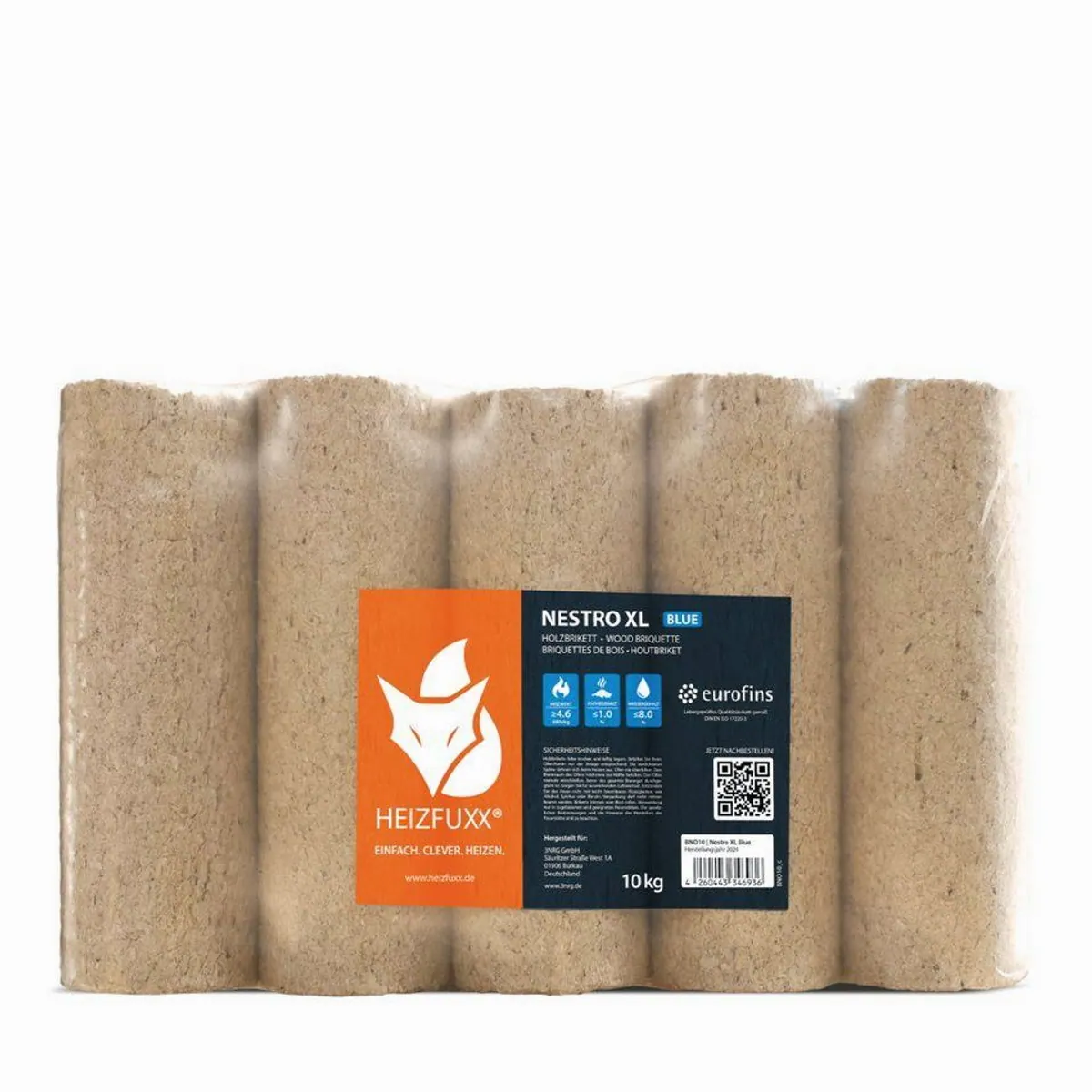 HEIZFUXX Nestro XL Blue Holzbriketts, hoher Heizwert, geringe Aschebildung, praktische Handhabung 4