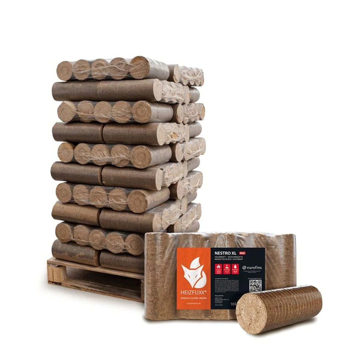 HEIZFUXX Nestro XL Red Holzbriketts, hohe Brenndauer, einfache Handhabung, 300 kg