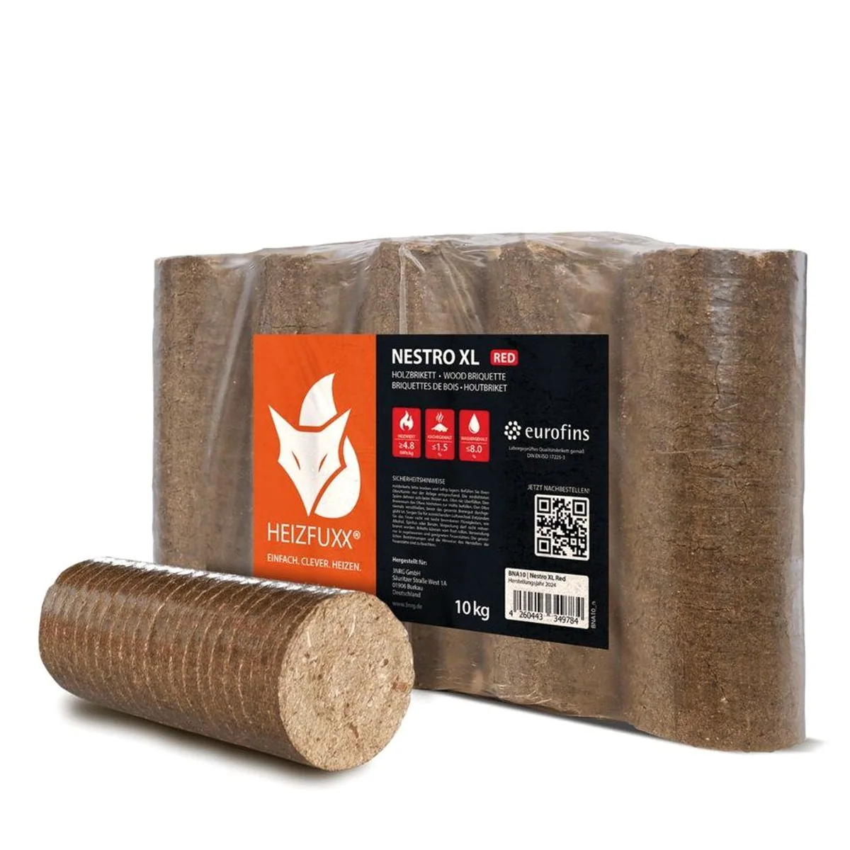 HEIZFUXX Nestro XL Red Holzbriketts, hohe Brenndauer, einfache Handhabung, 300 kg 3