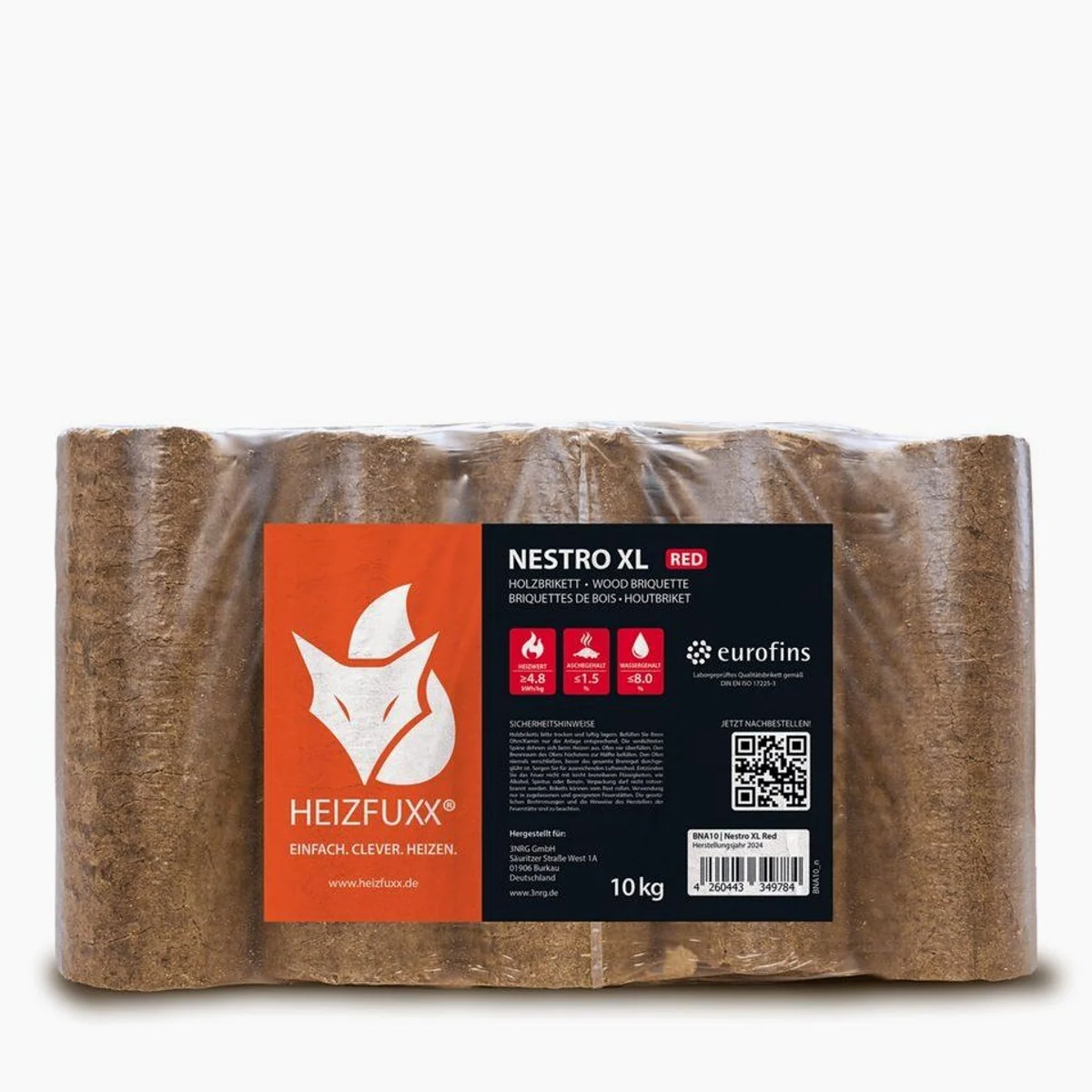 HEIZFUXX Nestro XL Red Holzbriketts, hohe Brenndauer, einfache Handhabung, 300 kg 4