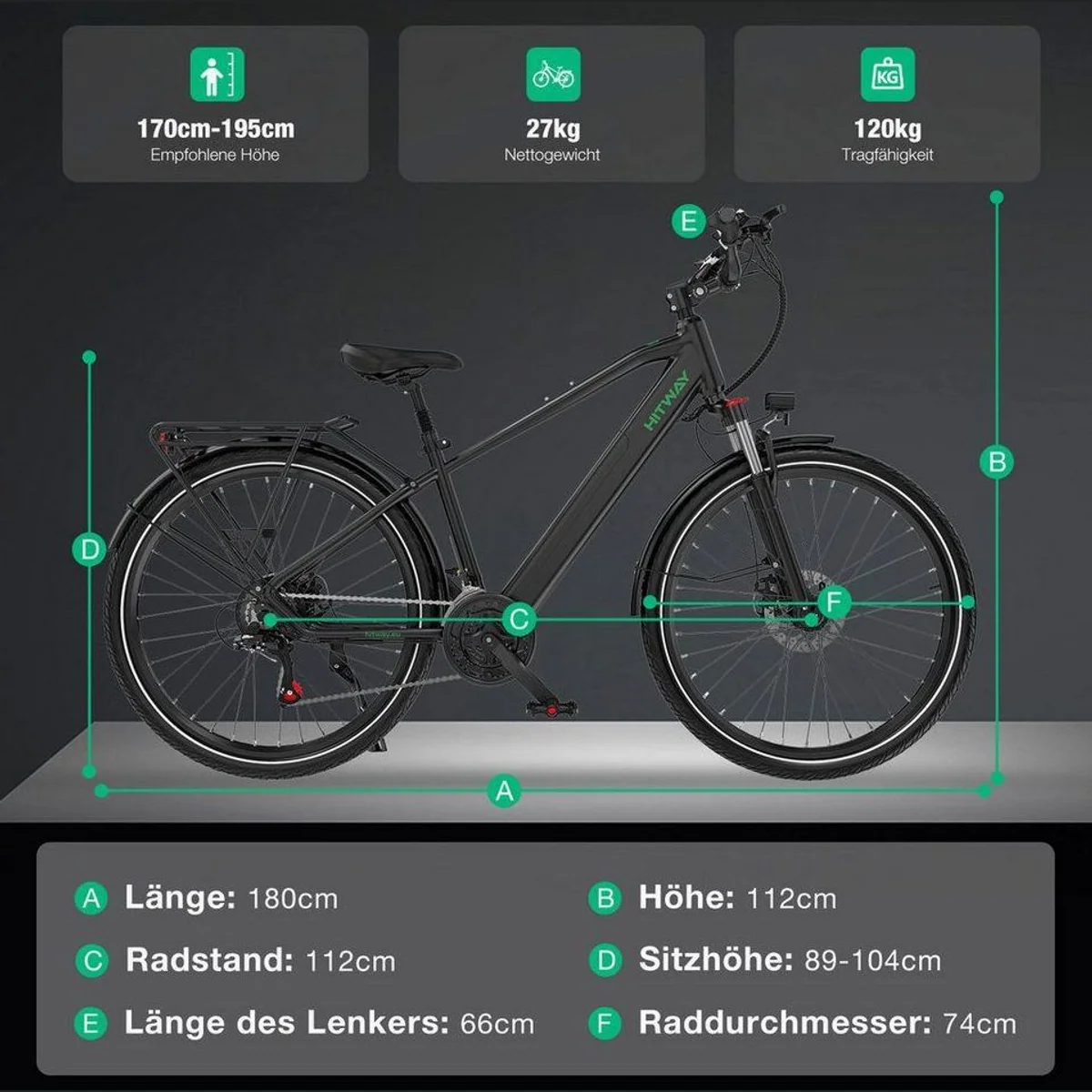HITWAY E-Bike BK7S PRO, 27.5 Zoll, 21 Gänge, NFC-App-Steuerung 4