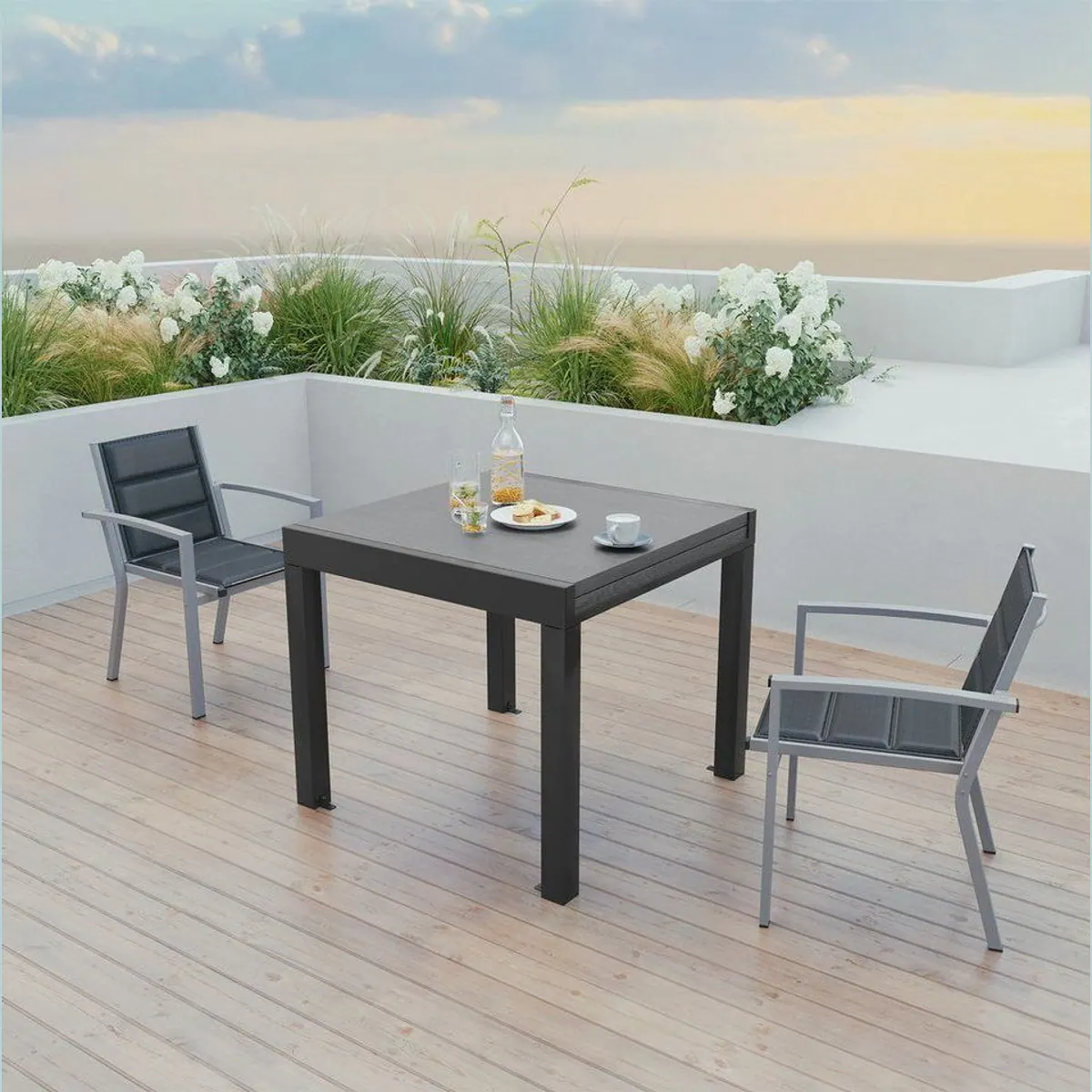 HOMALL Gartentisch Ausziehtisch, rostfreies Aluminium, für 6-10 Personen 2