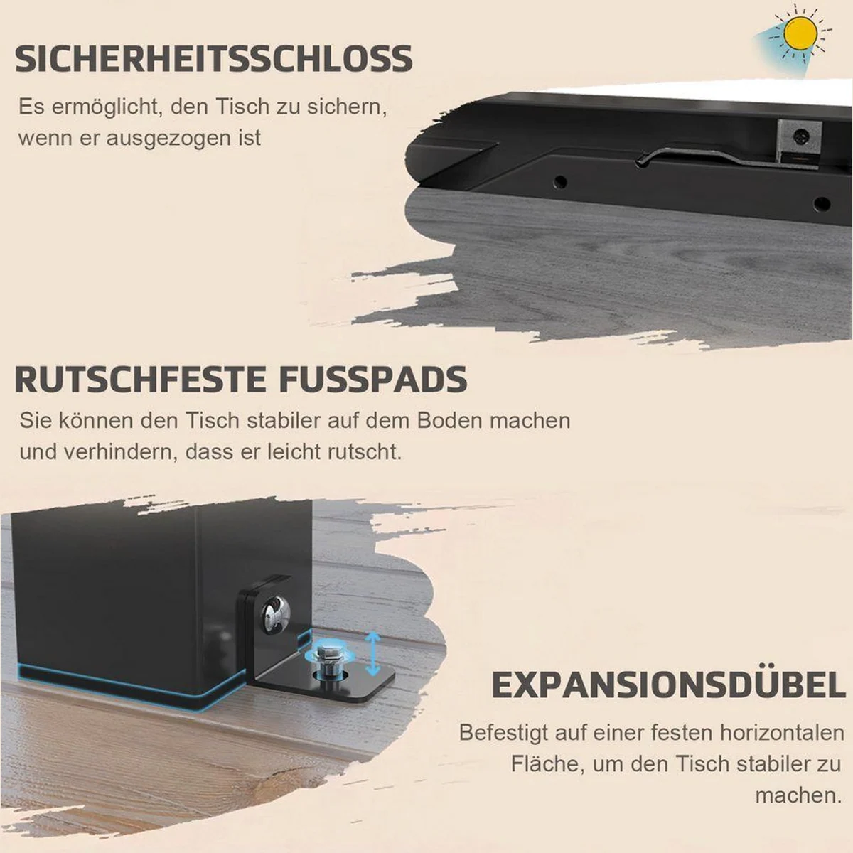 HOMALL Gartentisch Ausziehtisch, rostfreies Aluminium, für 6-10 Personen 5