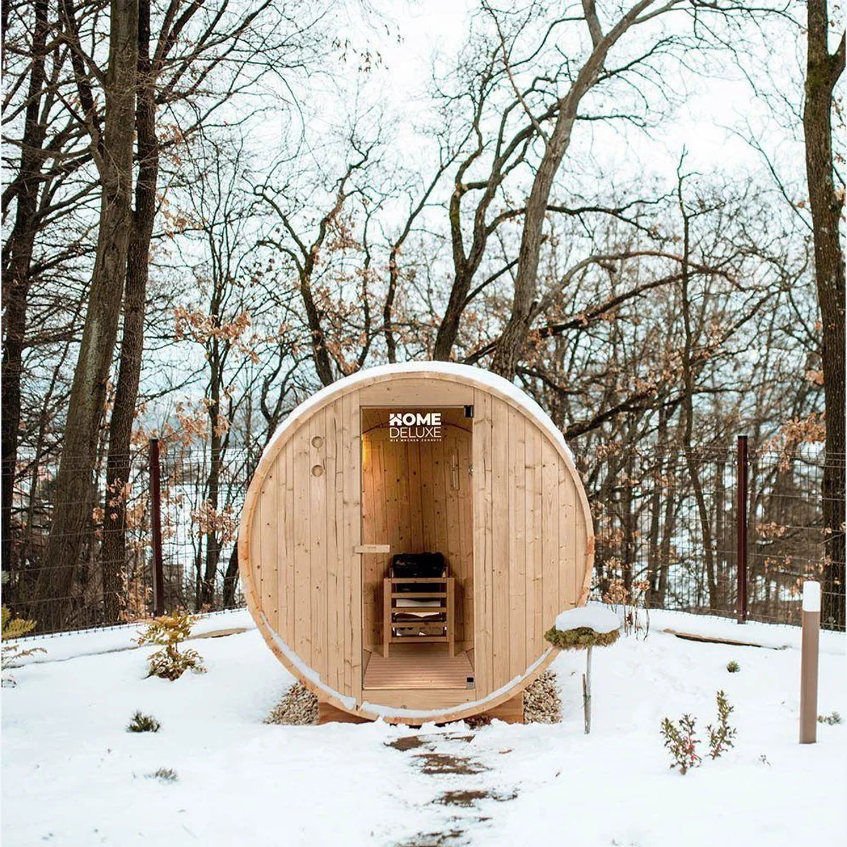 HOME DELUXE Fasssauna LAHTI, 3,6 kW Ofen, Fichtenholz, kompakte Maße 2