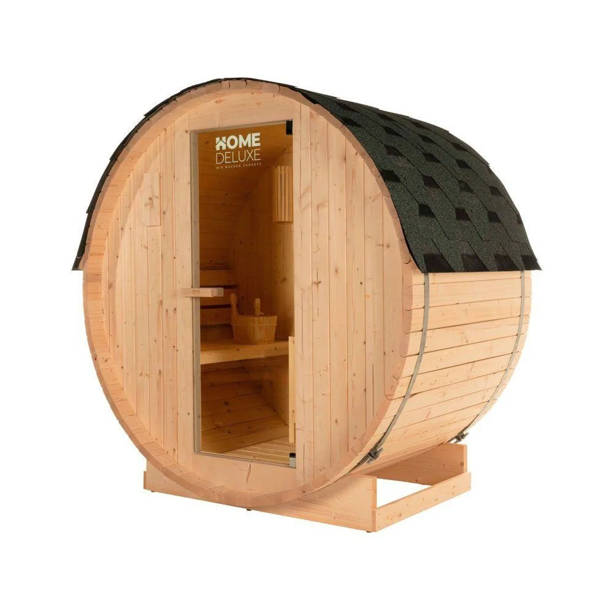 HOME DELUXE Fasssauna LAHTI, 3,6 kW Ofen, Fichtenholz, kompakte Maße 5