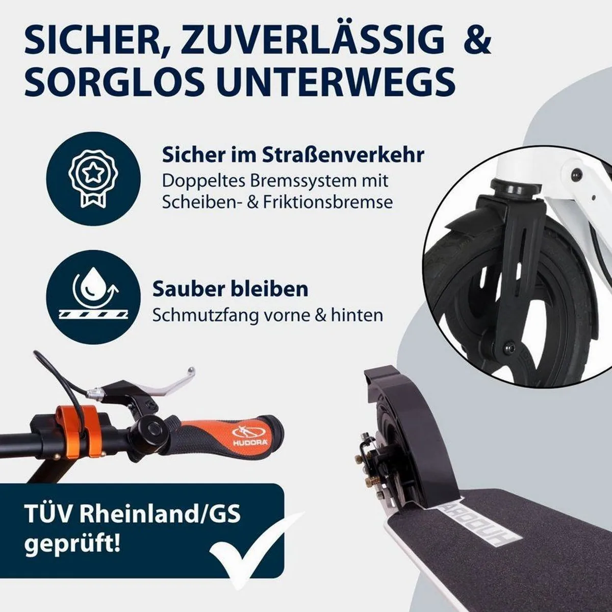Hudora Big Wheel Air 230 Dual Brake Scooter, faltbar, höhenverstellbar, komfortabel 5