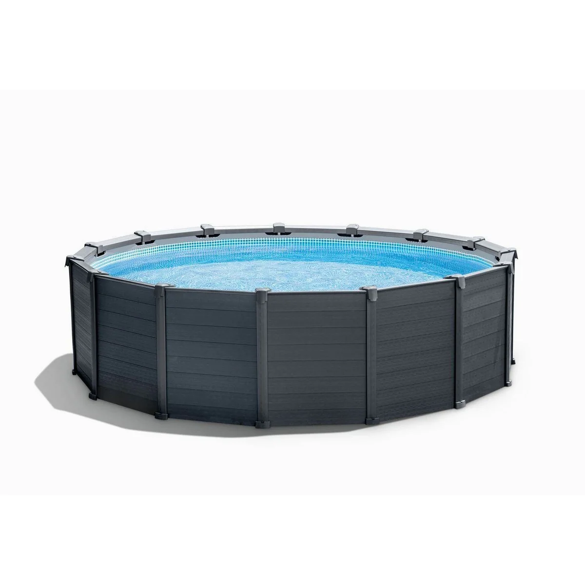Intex Frame Pool Graphit 478 x 124 cm, inklusive Sandfilter und Sicherheitsleiter