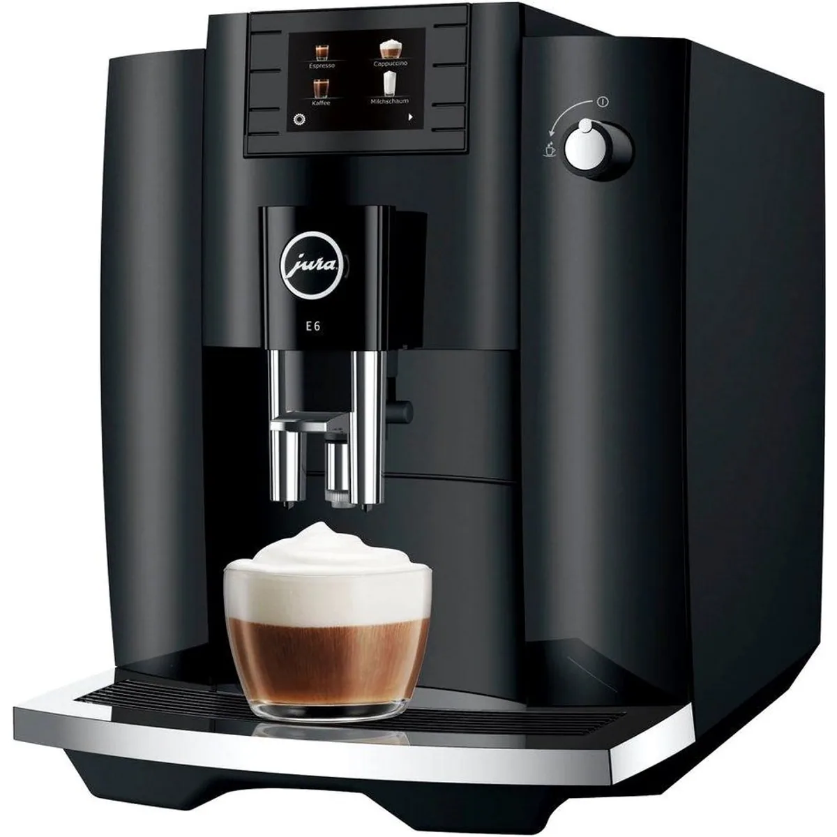 JURA E6 Kaffeevollautomat, einfacher Cappuccino Genuss, präzises Mahlen, intuitives Farbdisplay