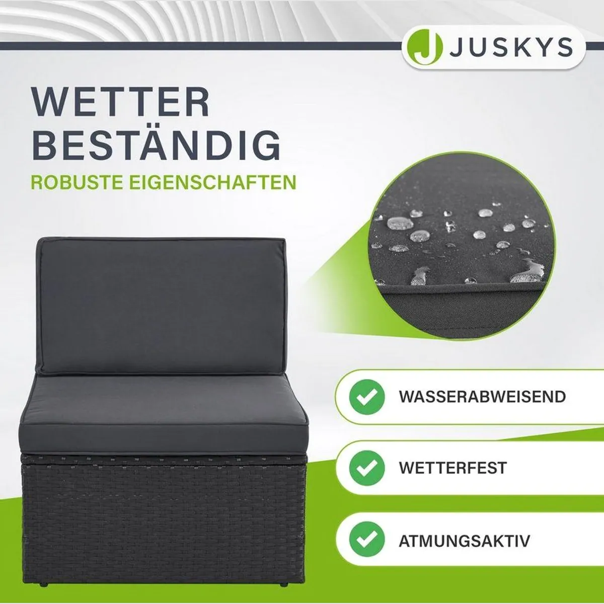 Juskys Gartenlounge-Set Salou, für 6 Personen, wetterfest, platzsparend, mit Kissen 3