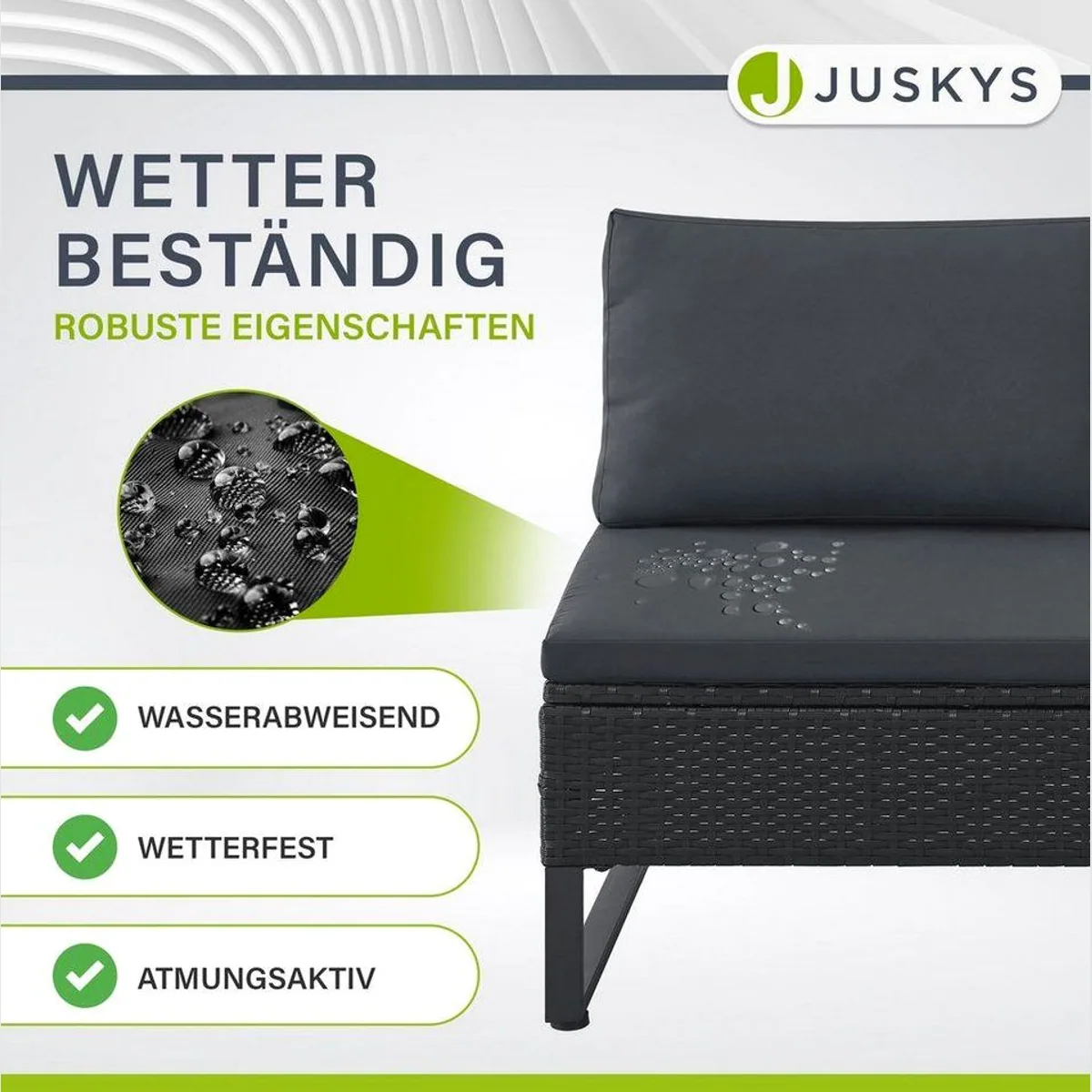 Juskys Santorini Gartenlounge-Set, wetterfest, modular kombinierbar, mit Auflagenbox 3