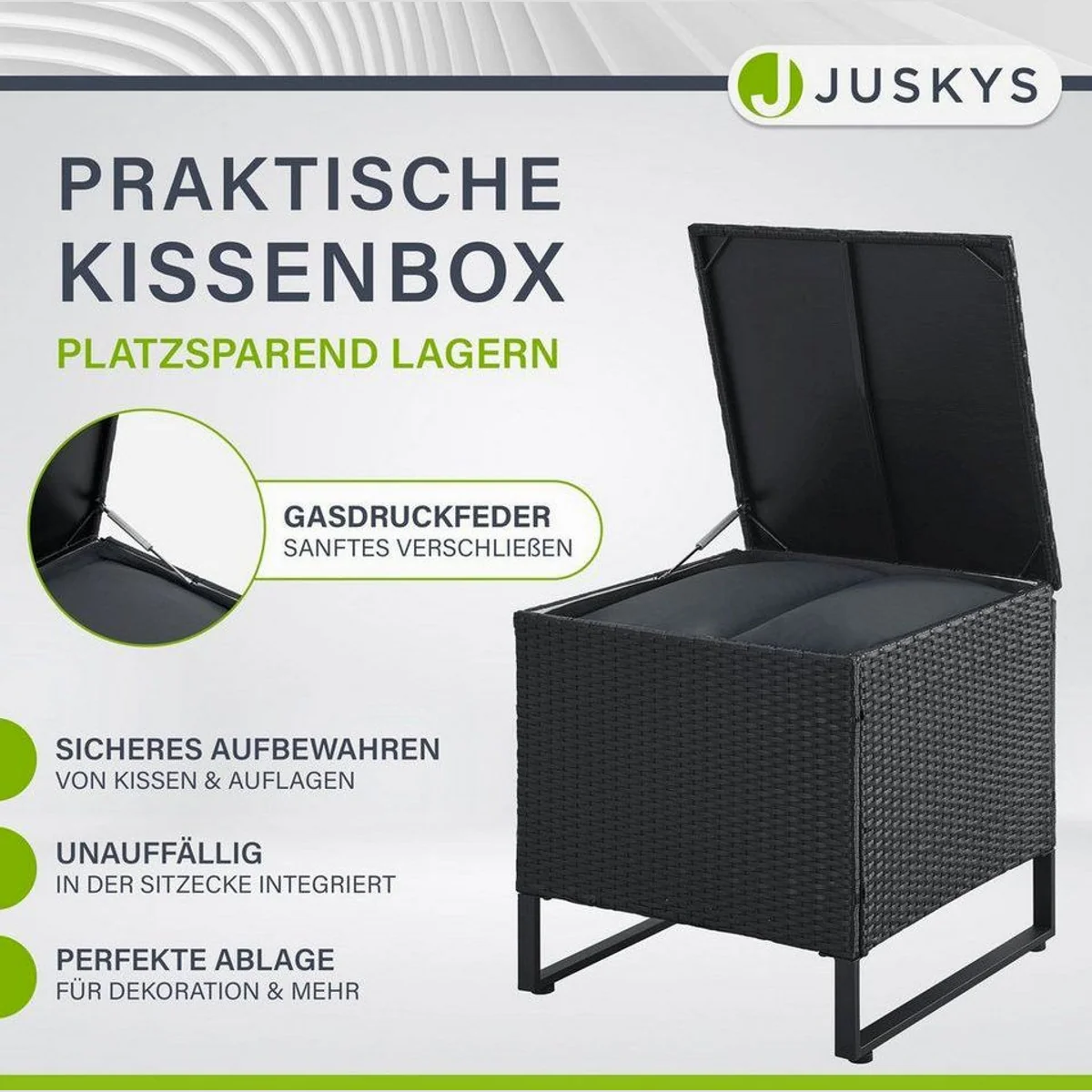 Juskys Santorini Gartenlounge-Set, wetterfest, modular kombinierbar, mit Auflagenbox 5