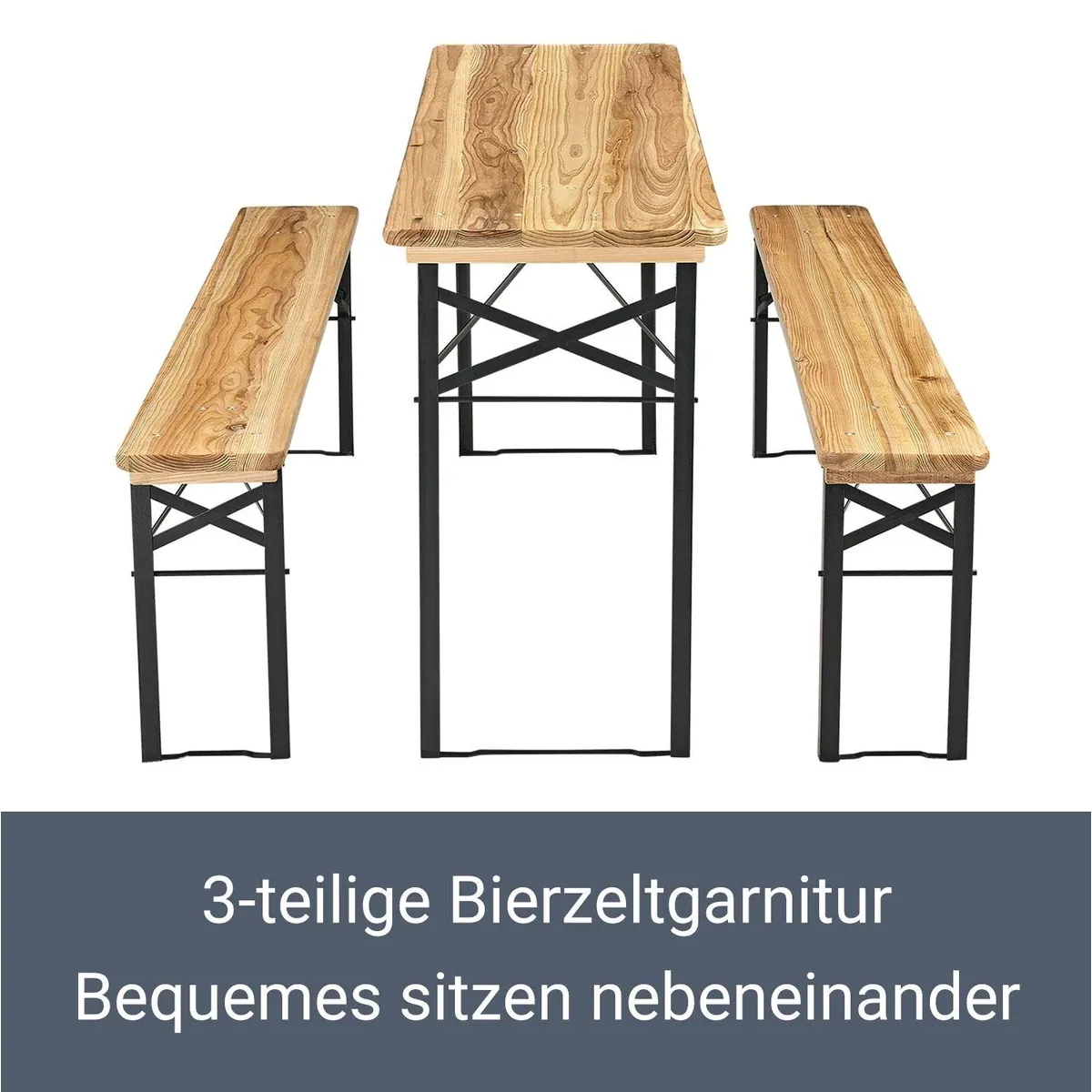 Juskys Bierzeltgarnitur Bichl, klappbar, wetterbeständig, aus Tannenholz 3