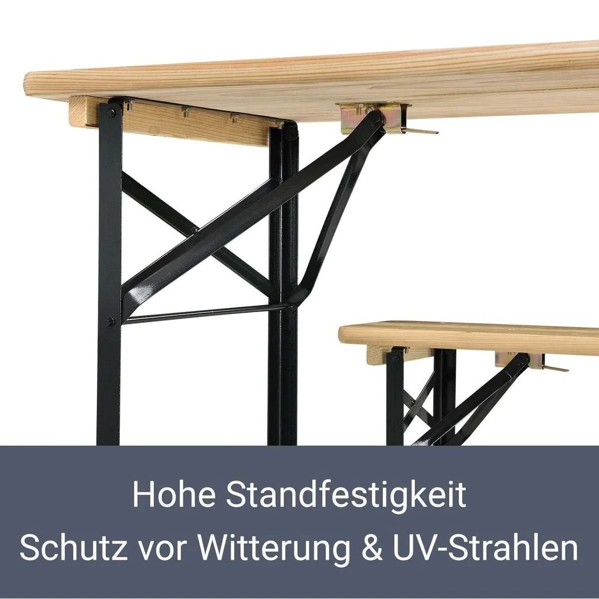 Juskys Bierzeltgarnitur Bichl, klappbar, wetterbeständig, aus Tannenholz 4