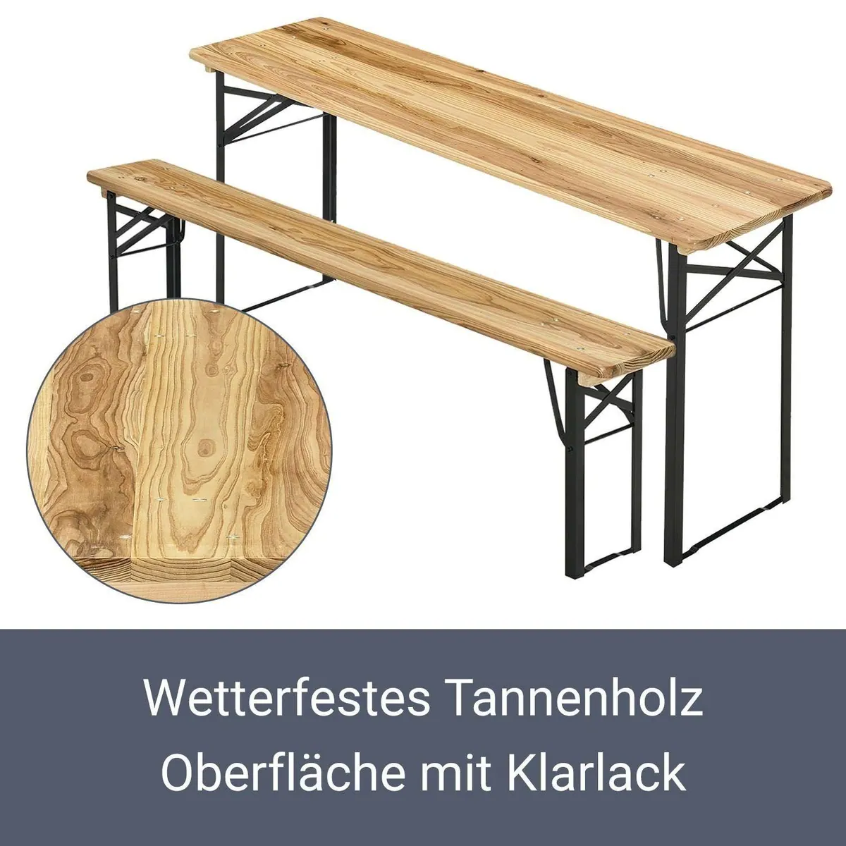 Juskys Bierzeltgarnitur Bichl, klappbar, wetterbeständig, aus Tannenholz 5