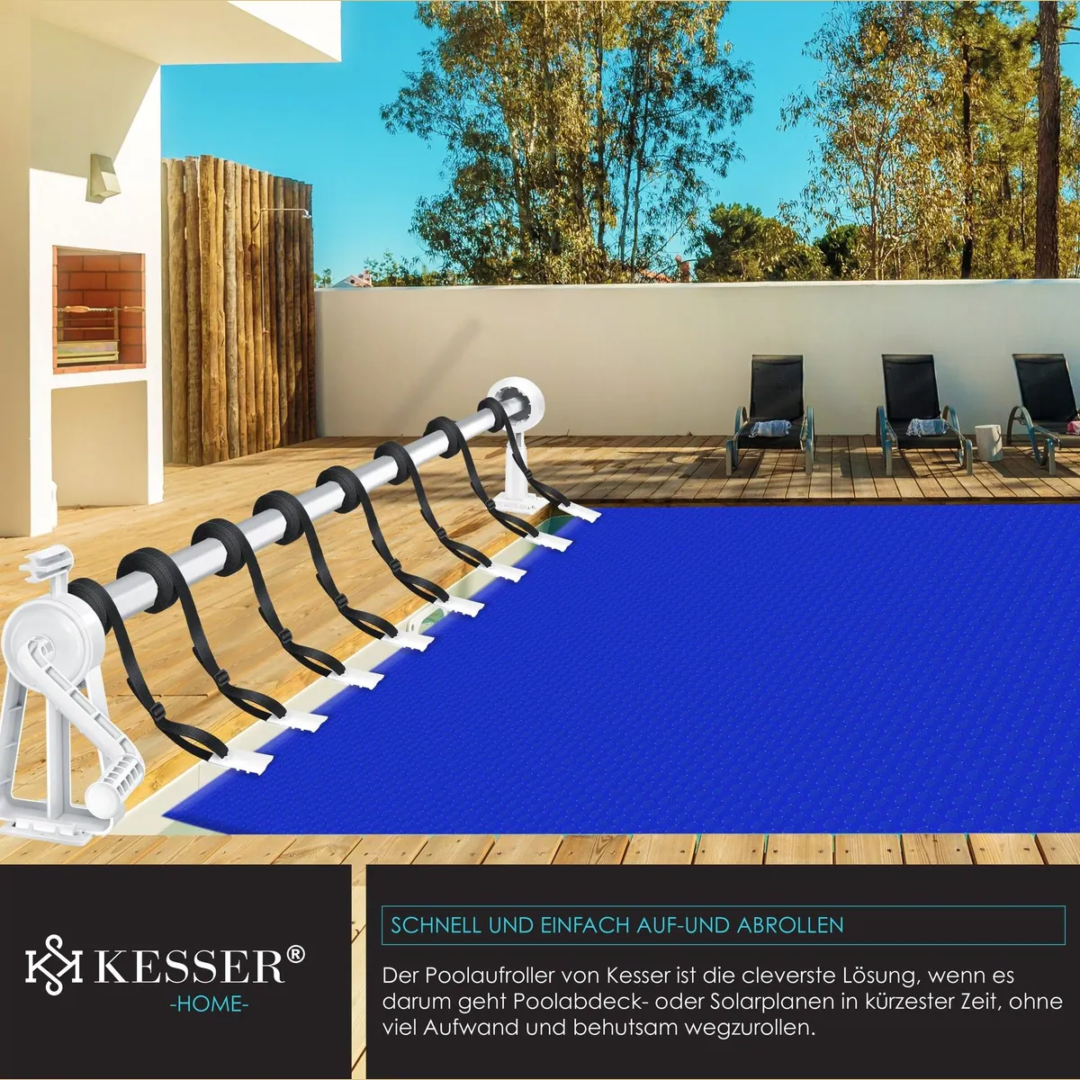 KESSER Poolaufroller Premium, 1,05m – 6,15m einstellbar, UV- und wetterfest 4