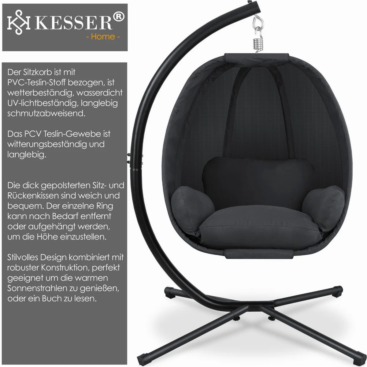 KESSER Hängesessel Luxe, stabiler Standfuß, hohe Belastbarkeit bis 150 kg 4