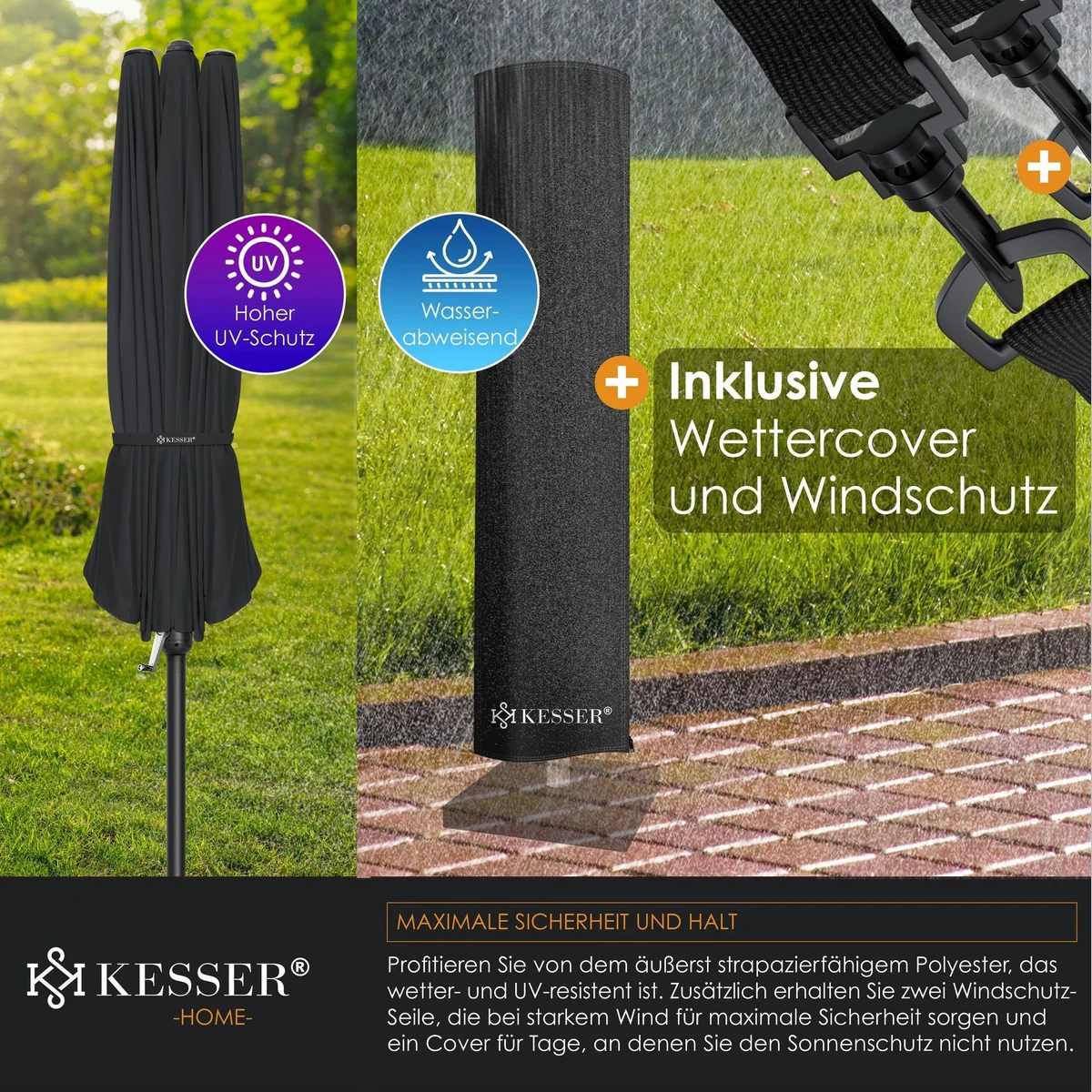 KESSER Doppelsonnenschirm, UV-beständig, stabil und einfach zu bedienen 5