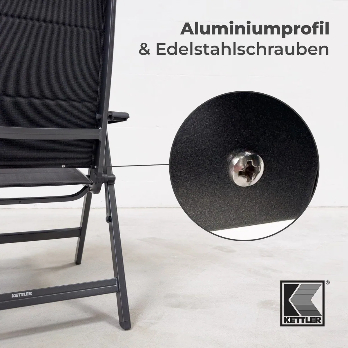 KETTLER Basic Plus Klappsessel, wetterfest & stabil, verstellbare Lehne — anthrazit 5