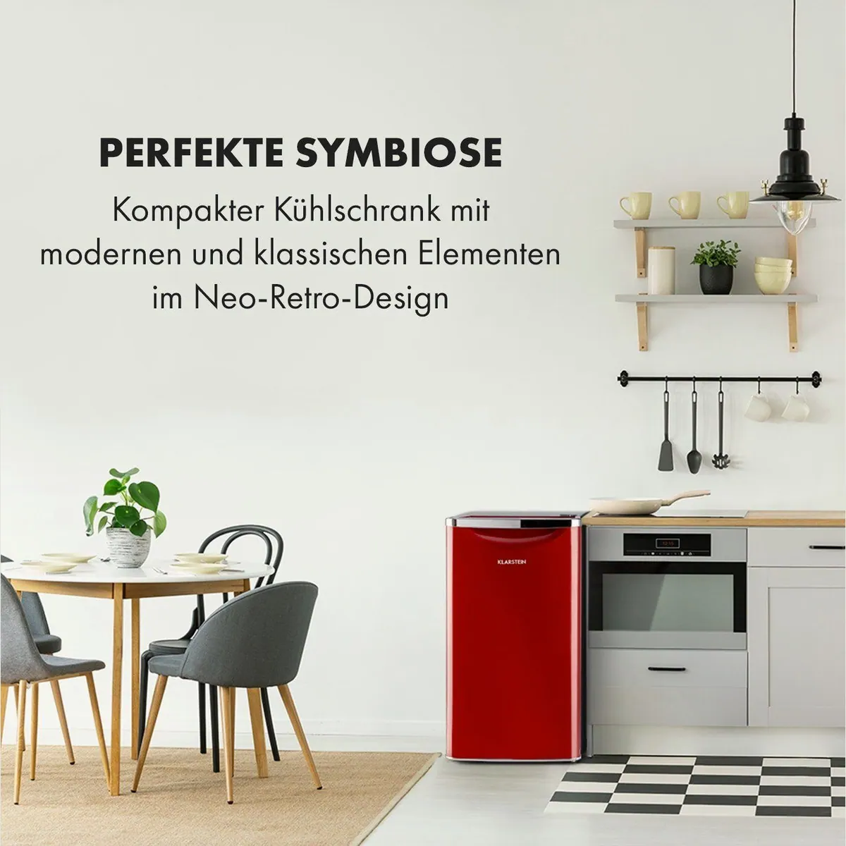 Klarstein Yummy Getränkekühlschrank, kompakt & vielseitig — 90 l Volumen, Neo-Retro-Design, 8 l Gefrierfach 2