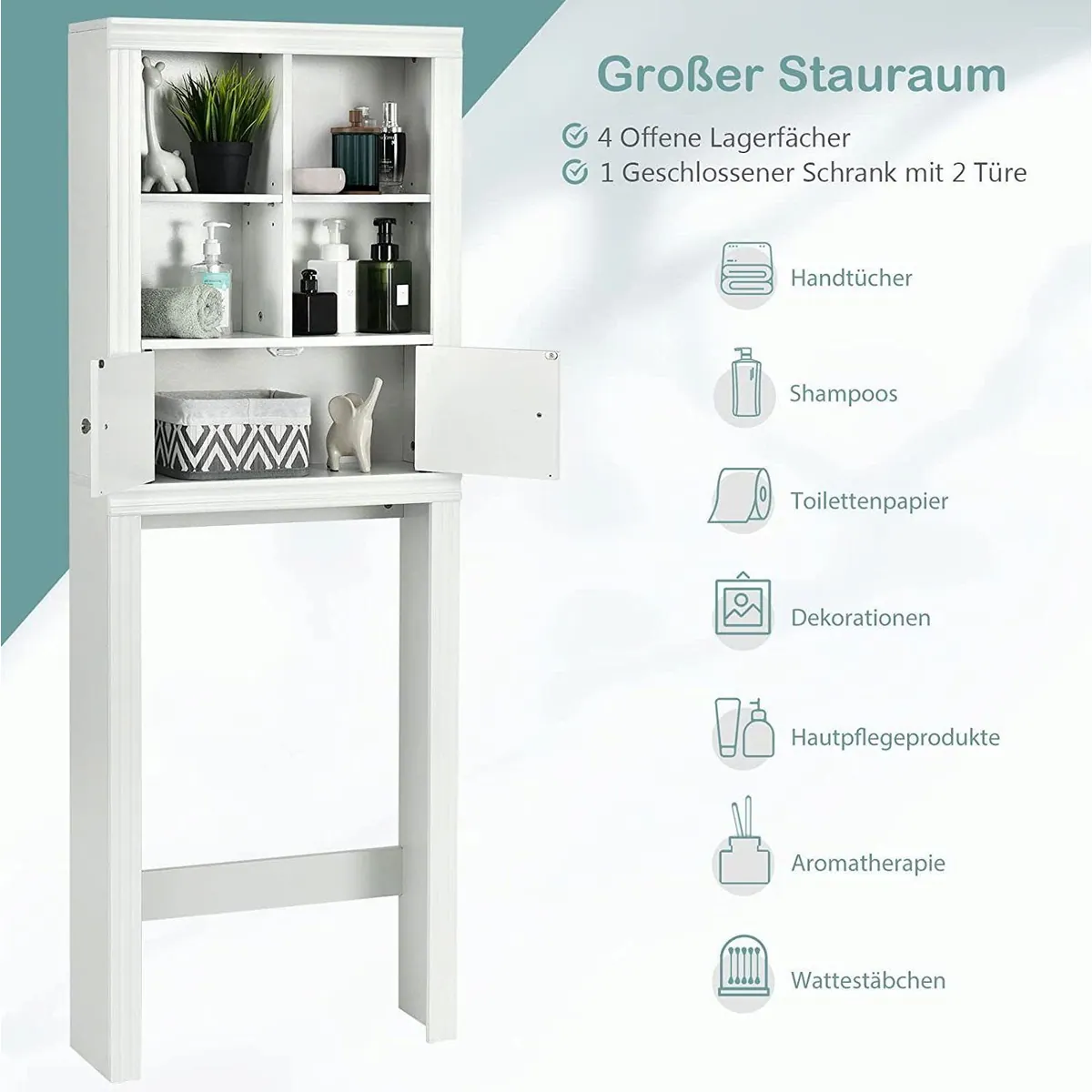 KOMFOTTEU Badregal Toilettenschrank, platzsparend und praktisch 2