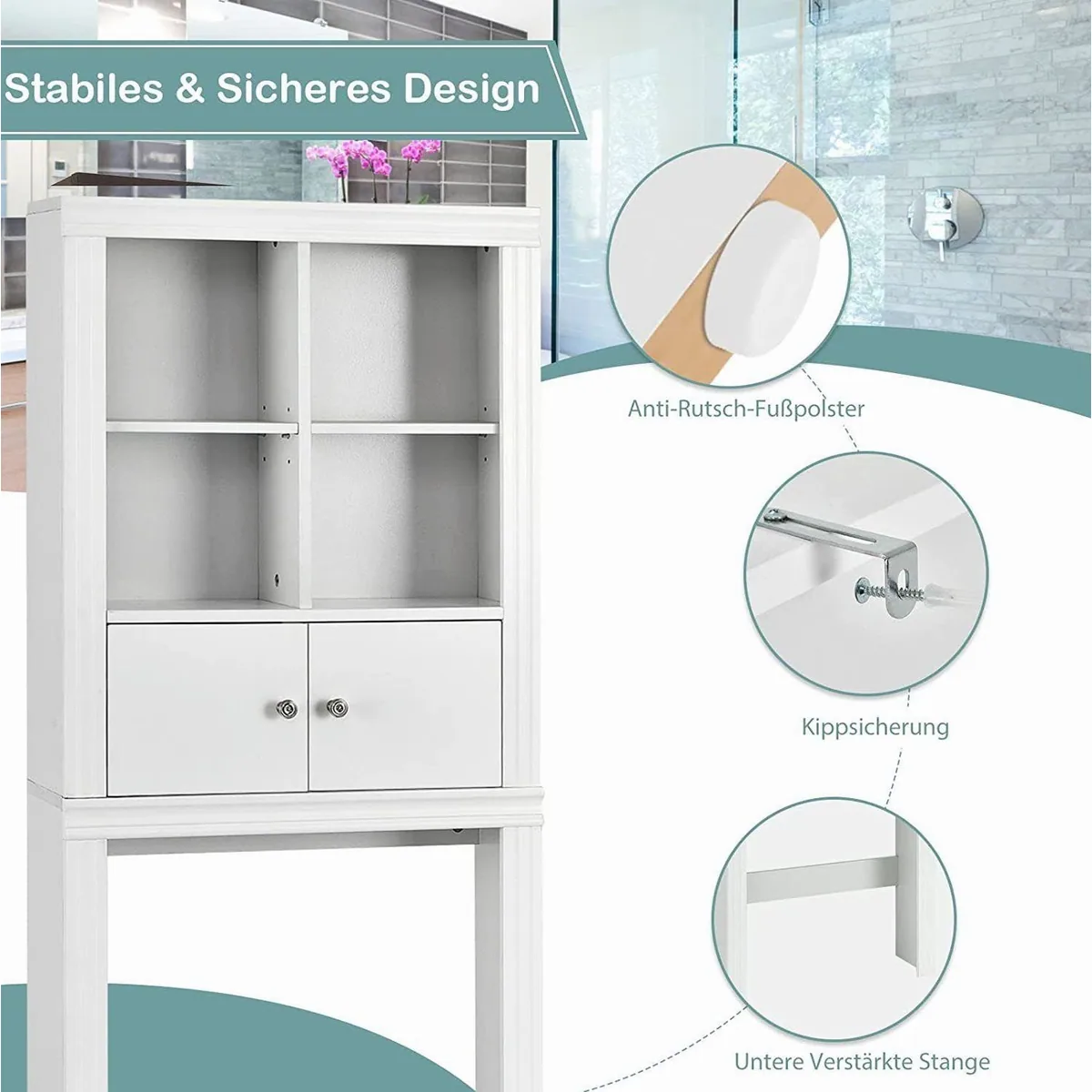 KOMFOTTEU Badregal Toilettenschrank, platzsparend und praktisch 4