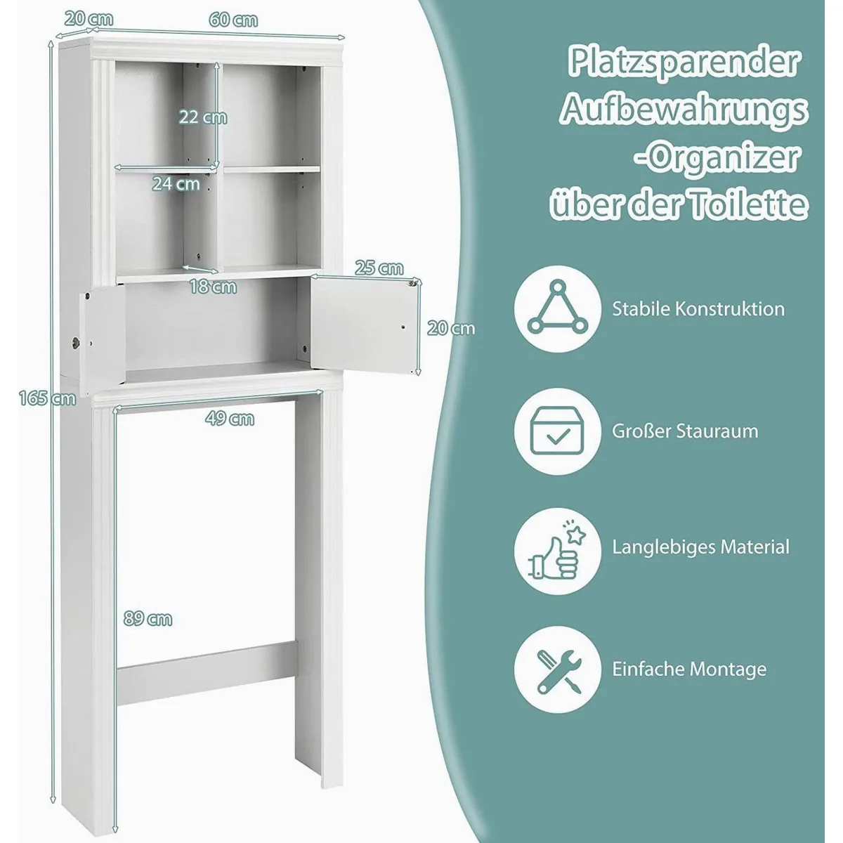 KOMFOTTEU Badregal Toilettenschrank, platzsparend und praktisch 5