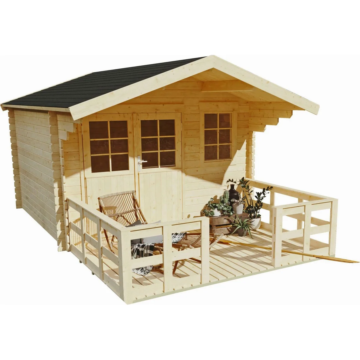KONIFERA Gartenhaus Kallenberg 2, 9 m², mit Terrasse und Vordach 3