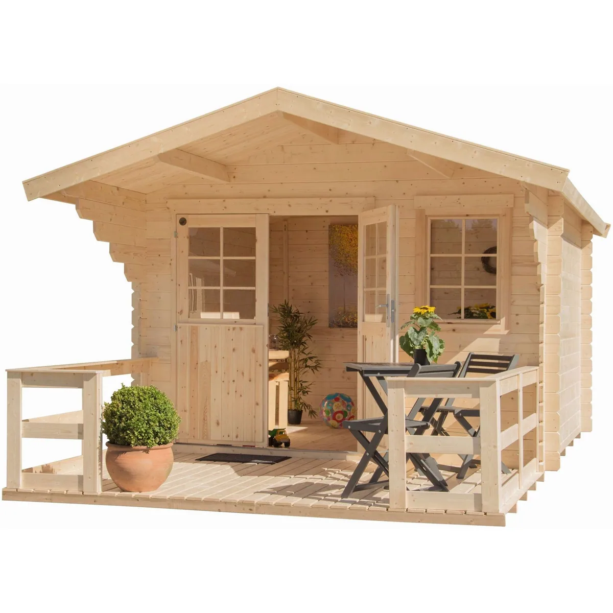 KONIFERA Gartenhaus Kallenberg 2, 9 m², mit Terrasse und Vordach 4