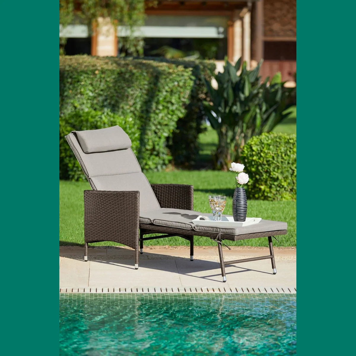 KONIFERA Gartenliege Mailand, 4-fach verstellbar, inkl. Auflage aus Polyrattan 2