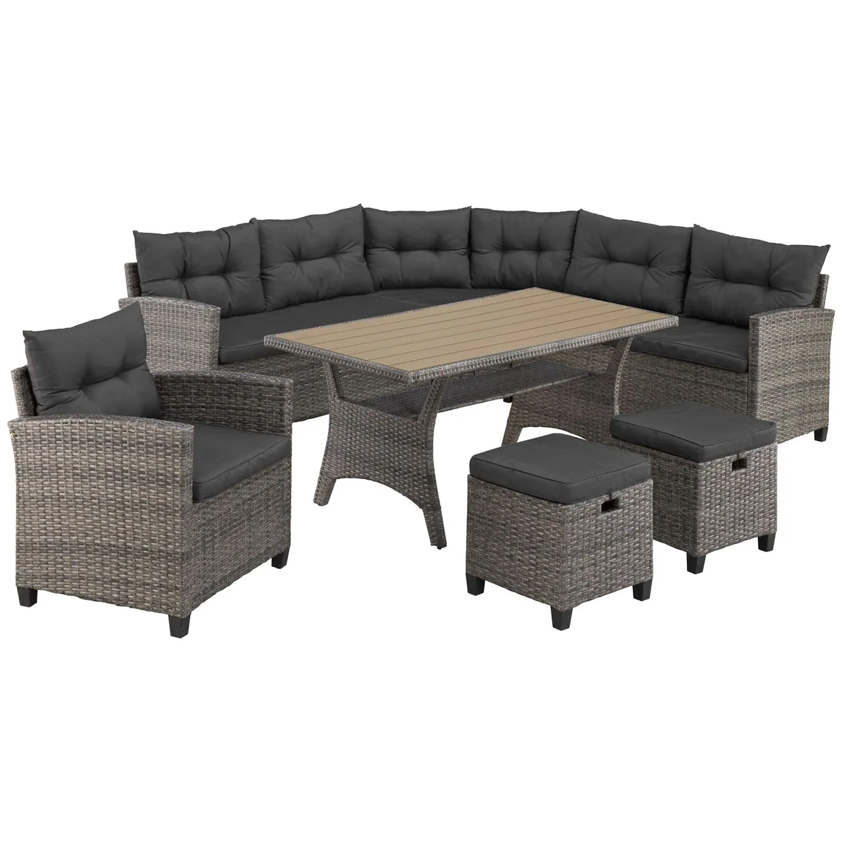KONIFERA Keros Premium Gartenlounge-Set, 20-tlg, Ecklounge, 2 Hocker, Sessel, Tisch 2