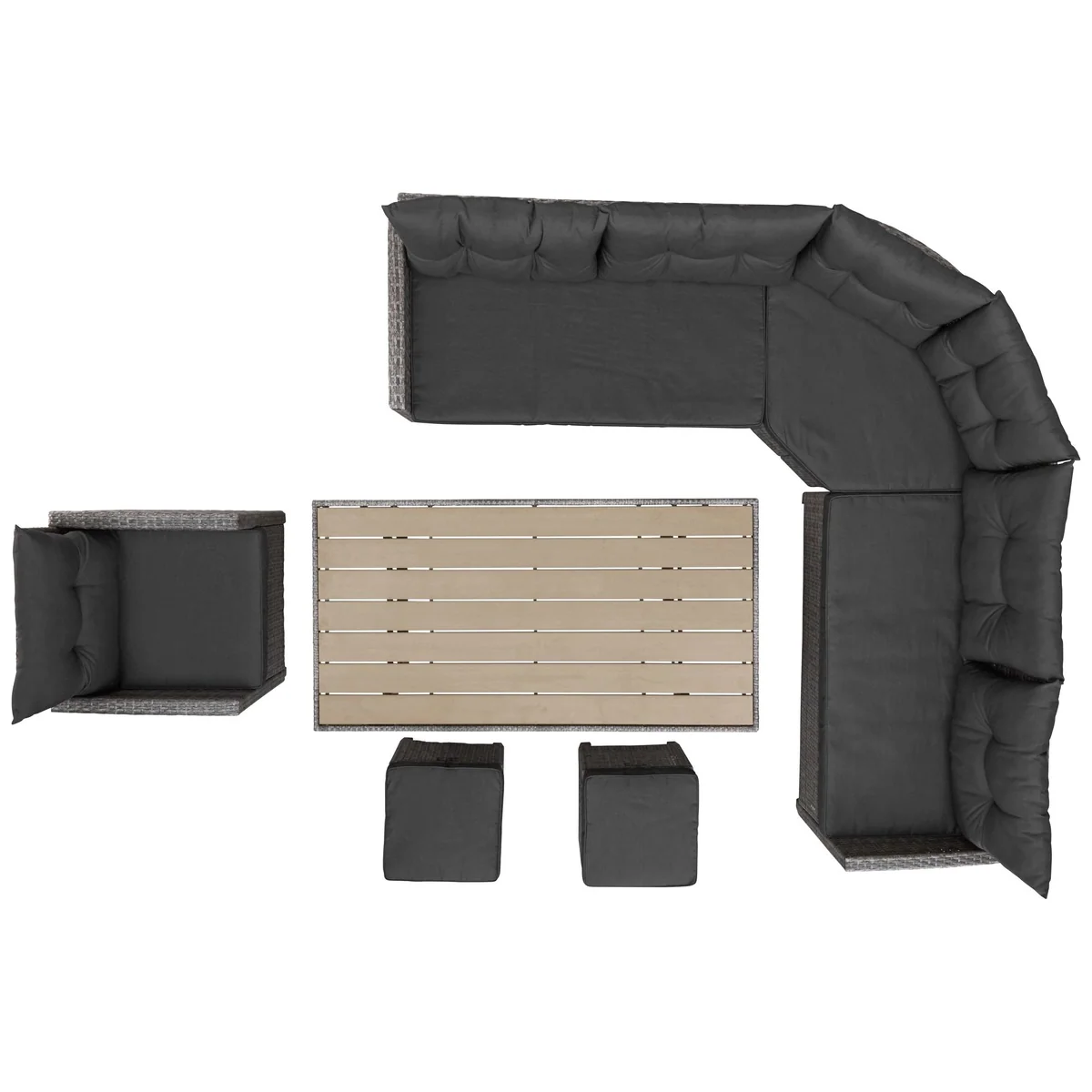 KONIFERA Keros Premium Gartenlounge-Set, 20-tlg, Ecklounge, 2 Hocker, Sessel, Tisch 4