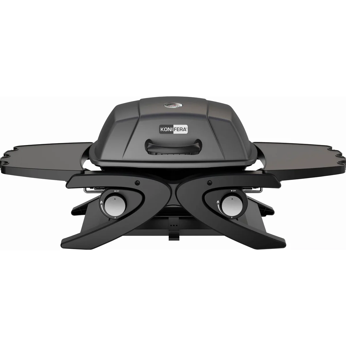 KONIFERA Gasgrill Tisch-Gasgrill, 2 Brenner, abnehmbare Seitenablagen, Edelstahl-Grillfläche 4