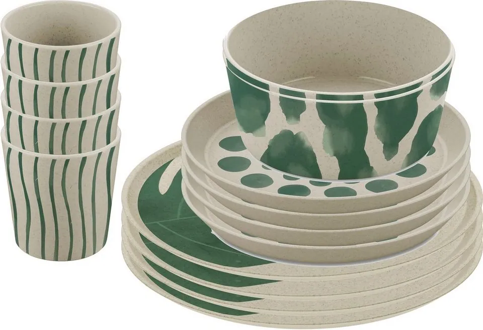 Koziol Kombiservice CONNECT SET MONSTERA, 16-teilig für 4 Personen, Kunststoff, Made in Germany