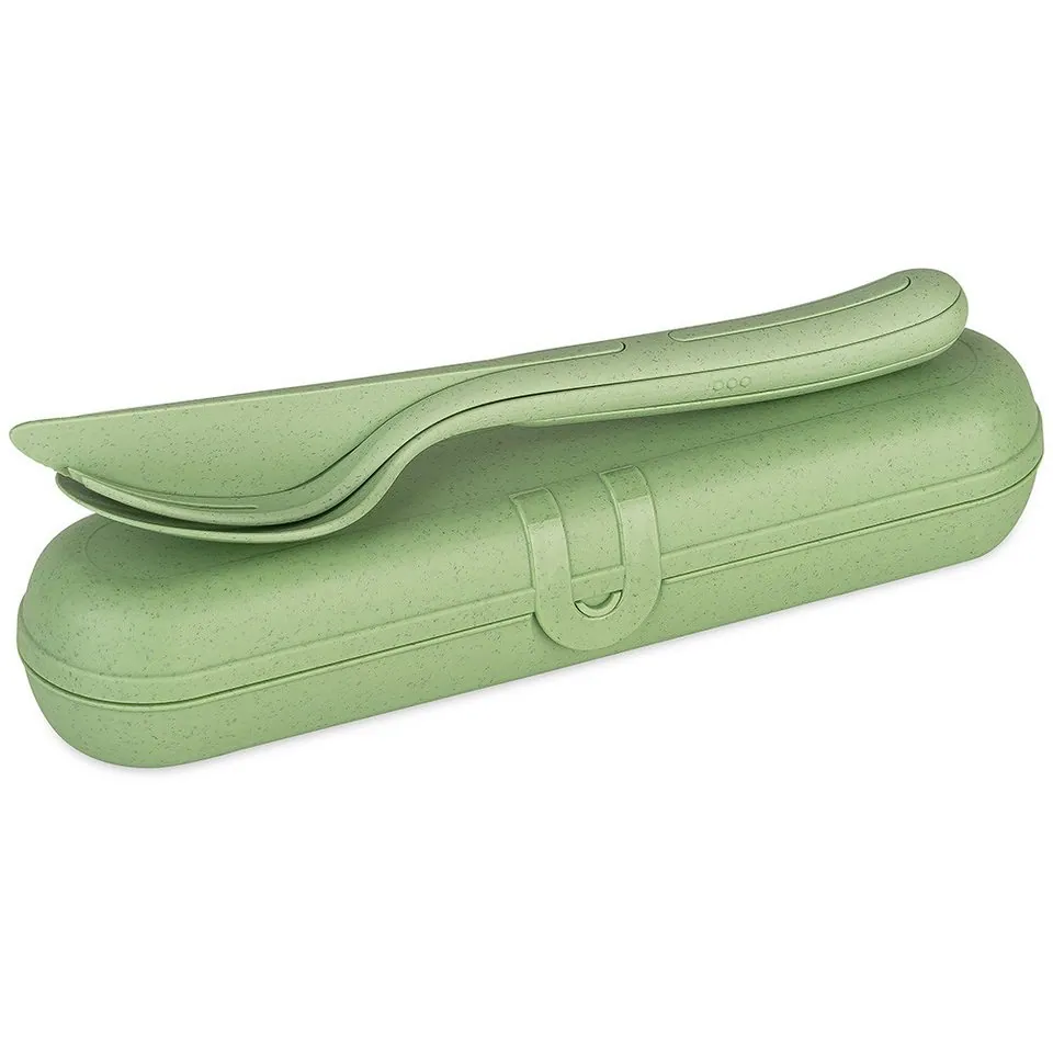 Koziol KLIKK READY Besteck-Set, 4-teiliges Set für 1 Person, praktisches Etui