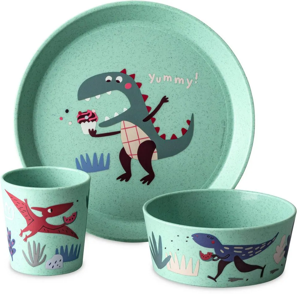 Koziol CONNECT REX Kindergeschirr-Set, 3-teilig, 100% melaminfrei & recycelbar