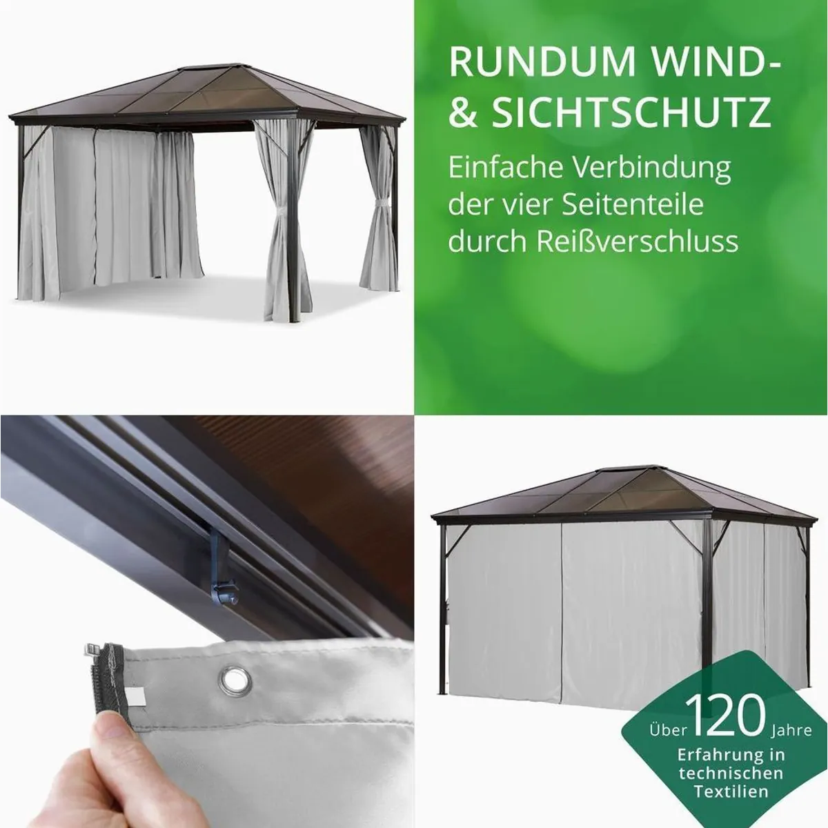 LECO Profi Pavillon 3x3,65 m, inkl. 4 Seitenteile, wasserdicht 4