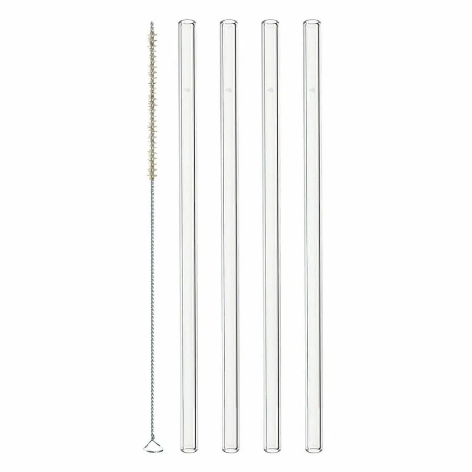 Leonardo Trinkhalme CIAO Klar, 20 cm, 4-teiliges Set mit Reinigungsbürste