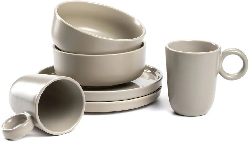 Leonardo Roma Geschirr-Set, 6-teilig, für 2 Personen, Keramik, spülmaschinengeeignet