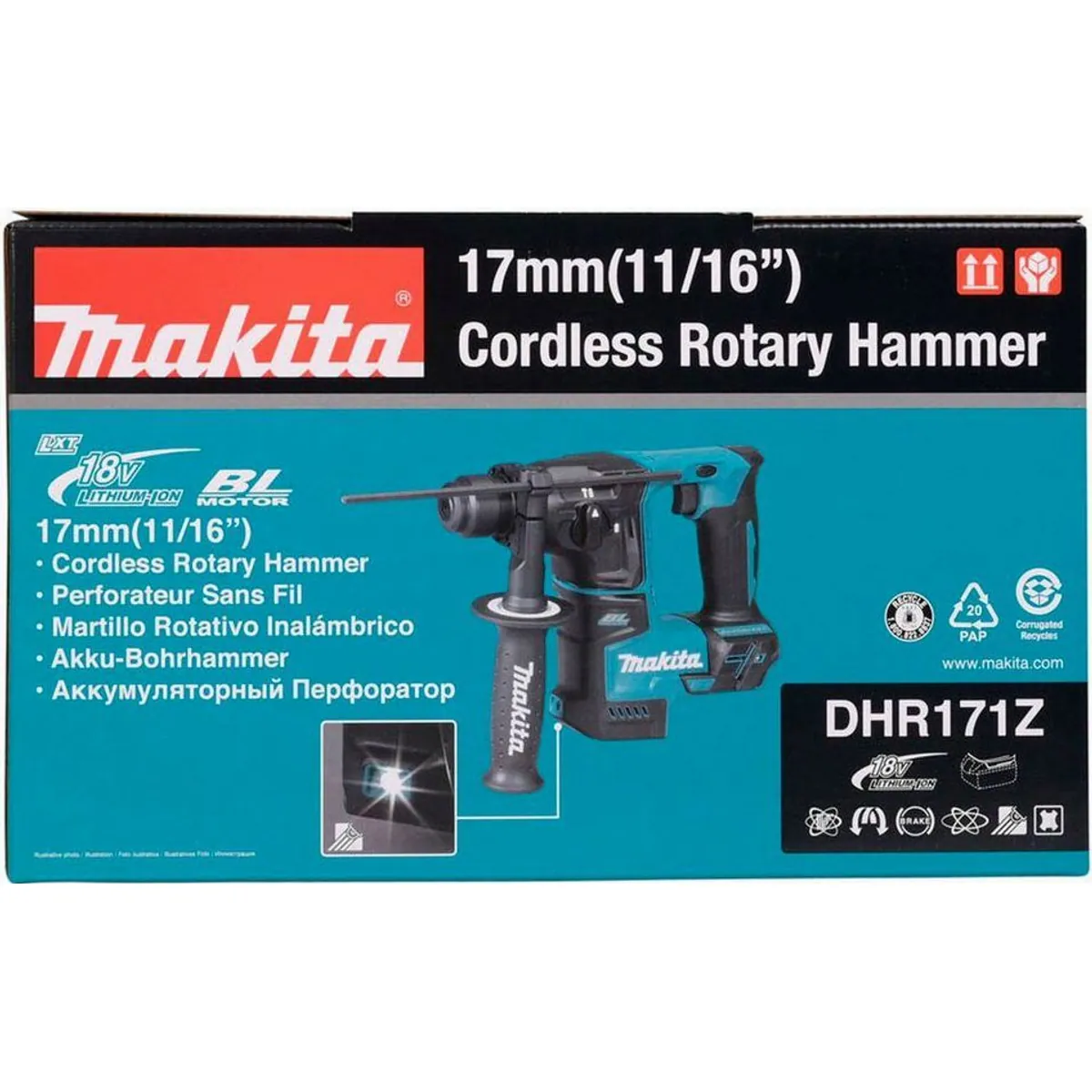 Makita DHR171Z Akku-Bohrhammer, 680 U/min, kompakt & vielseitig Dieses Produkt der Marke Makita wird von uns als unabhängigem Händler vertrieben. Wir 2