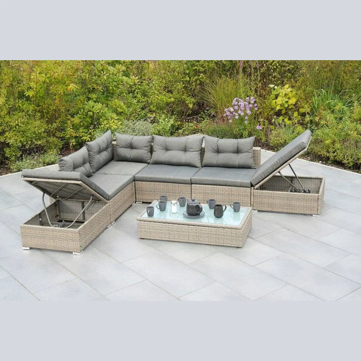 MERXX Manzano Gartenlounge-Set, 7-tlg, flexible Sitz- und Liegeoptionen