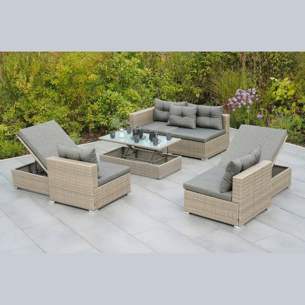 MERXX Manzano Gartenlounge-Set, 7-tlg, flexible Sitz- und Liegeoptionen 2