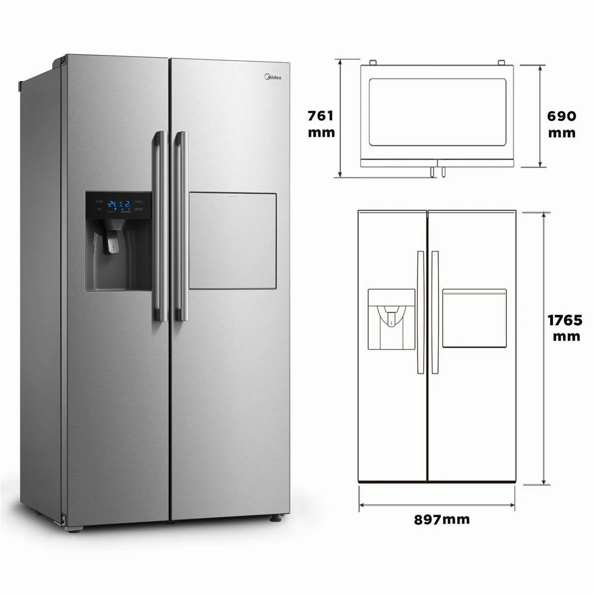 Midea KS-EIX 6.23 Side-by-Side, Dual Inverter, NoFrost, Wasser-/Eisspender 2