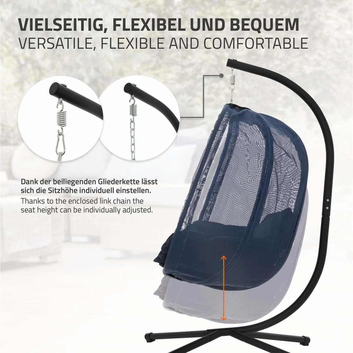 ML-Design Hängesessel mit Gestell, modernes Design, hohe Tragkraft, inkl. Kissen 4