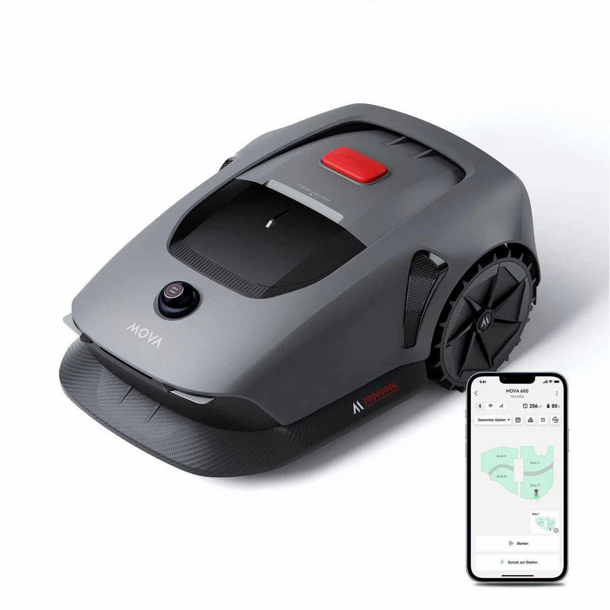 Mova 600 Kit Rasenmähroboter, inkl. 5Ah Zusatz-Akku & Ersatzklingen — präzise Mähstrategie, App-Steuerung, 3D-Hindernisvermeidung 2
