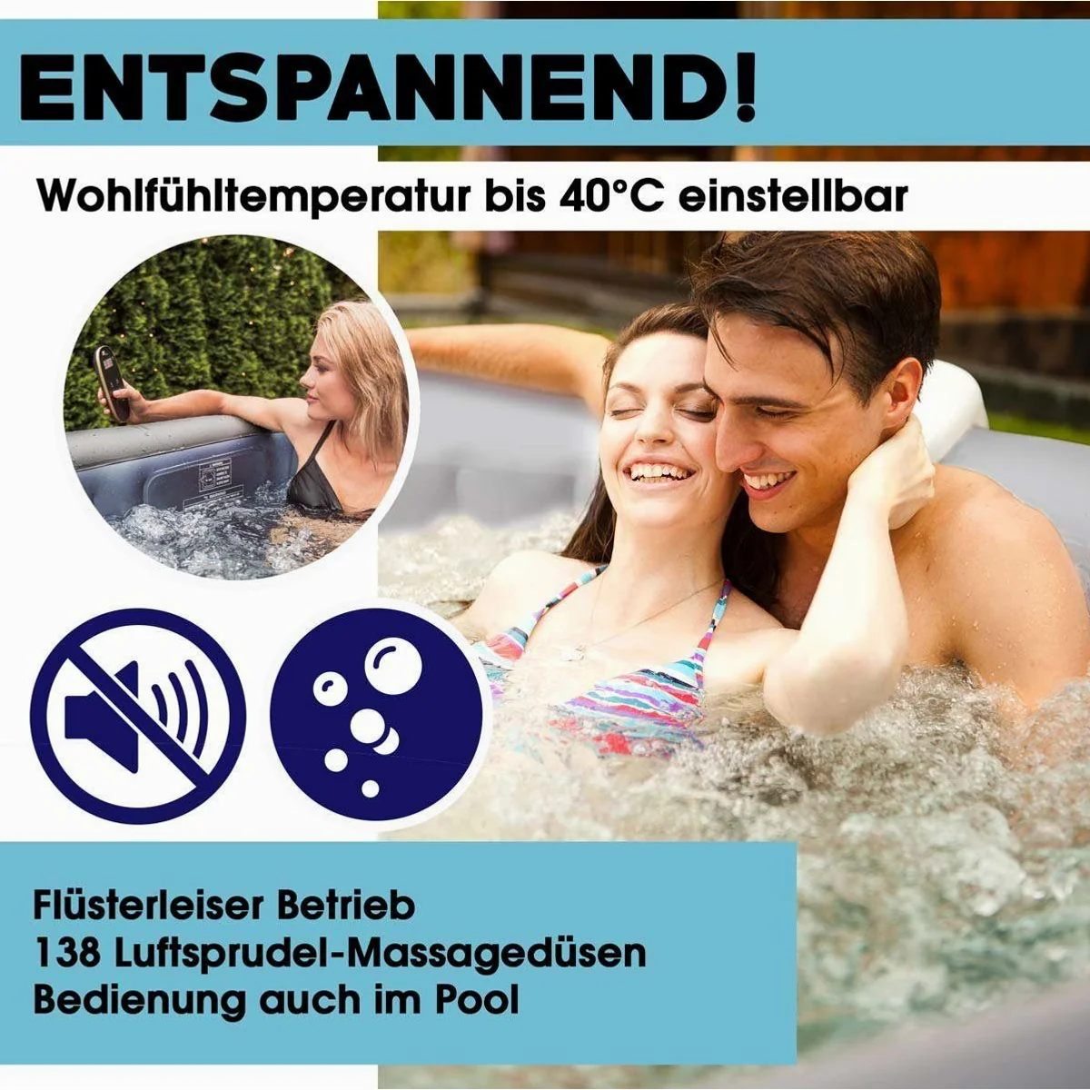 mSpa Ottoman Whirlpool, 138 Massagedüsen, UVC-Desinfektion, für 6 Personen 3