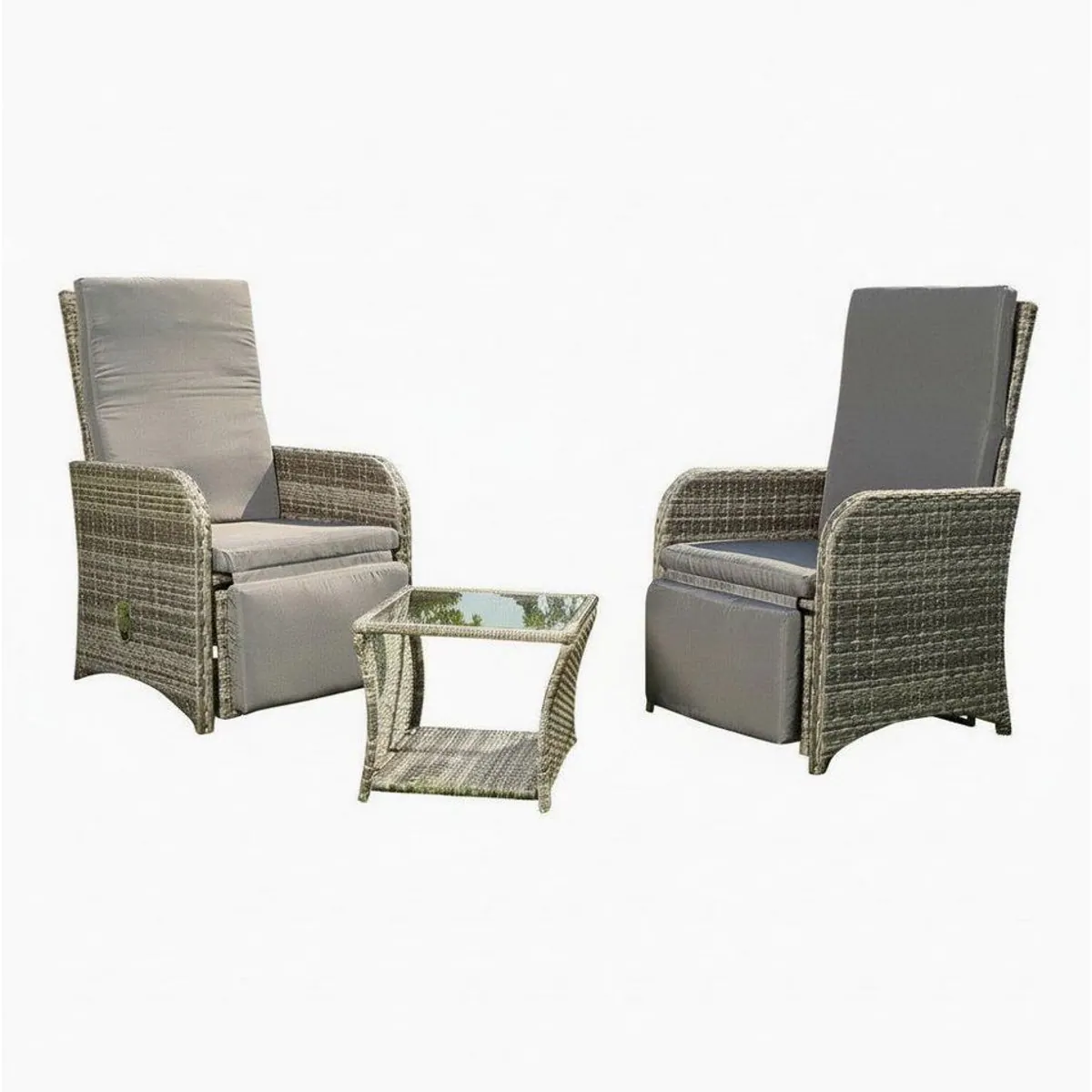 Mucola Balkonset 3-teilig, platzsparend, wetterbeständig, inklusive Auflagen