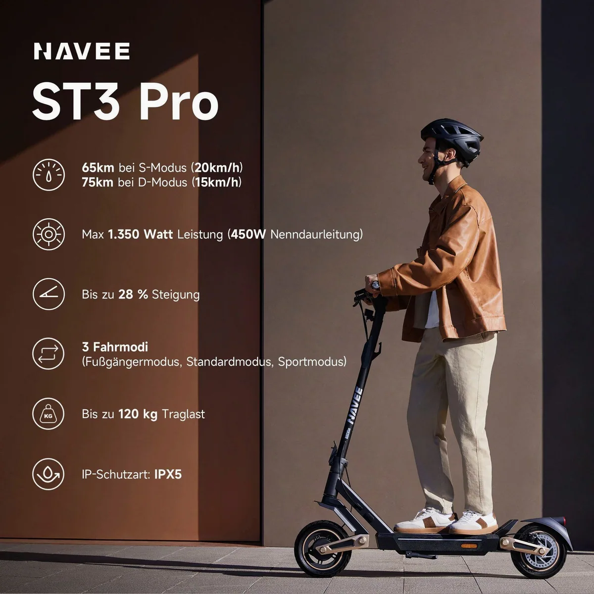NAVEE ST3 Pro E-Scooter, 1350 W Leistung, 20 km/h Höchstgeschwindigkeit, innovatives Damping Arm-Federungssystem 2
